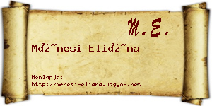 Ménesi Eliána névjegykártya